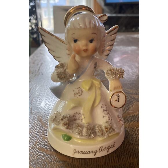 napco | Accents | Vintage Napco January Angel Spaghetti Texture Gold ...